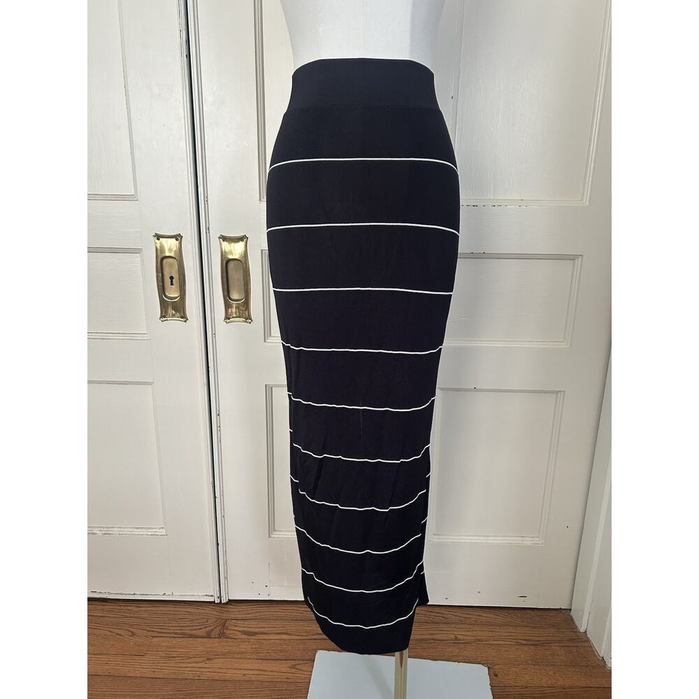COS Striped Stretch Maxi Skirt Womens Size XS Black White Preppy Sexy Fun